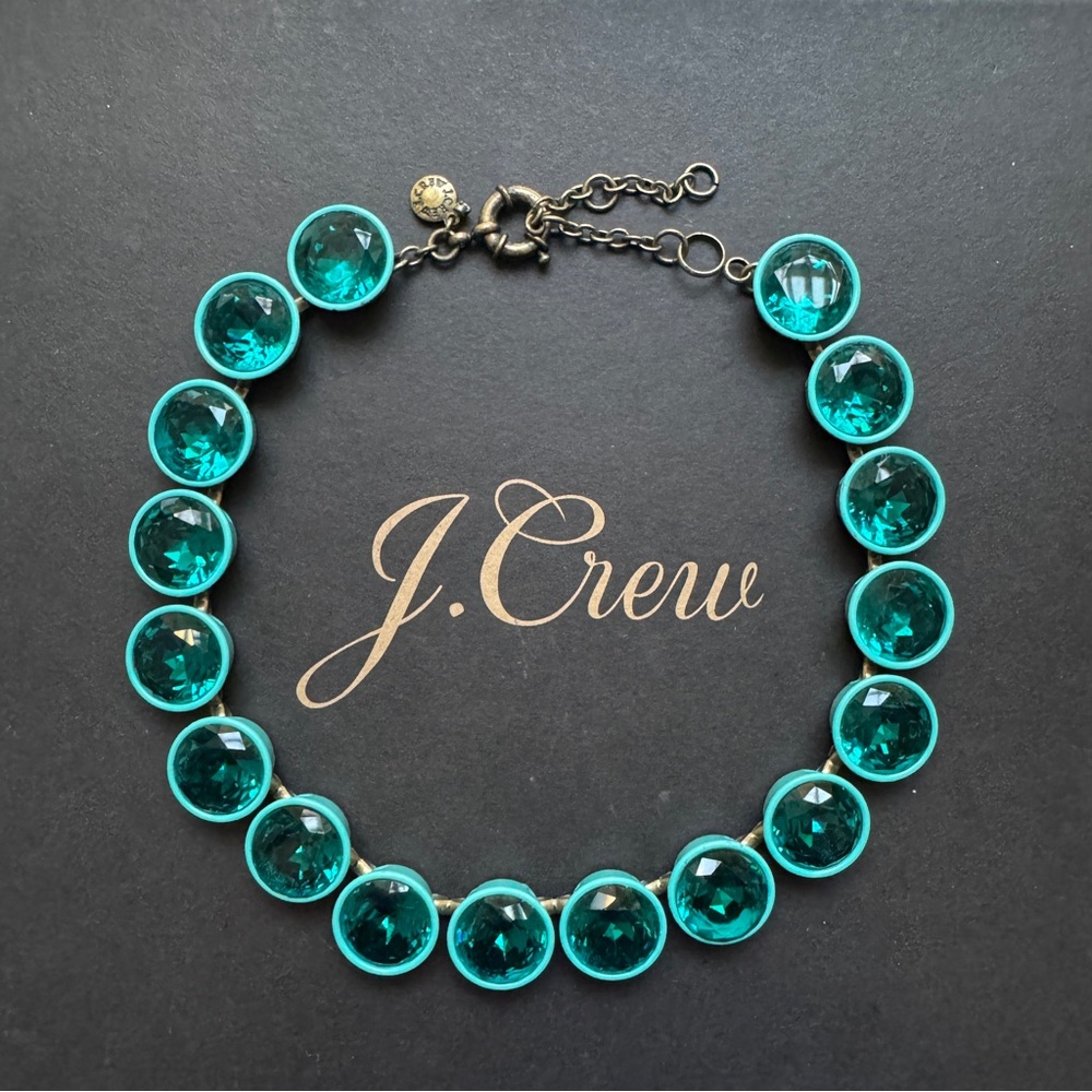 🌱 J. Crew Jumbo Brulee teal statement necklace - Picture 4 of 7